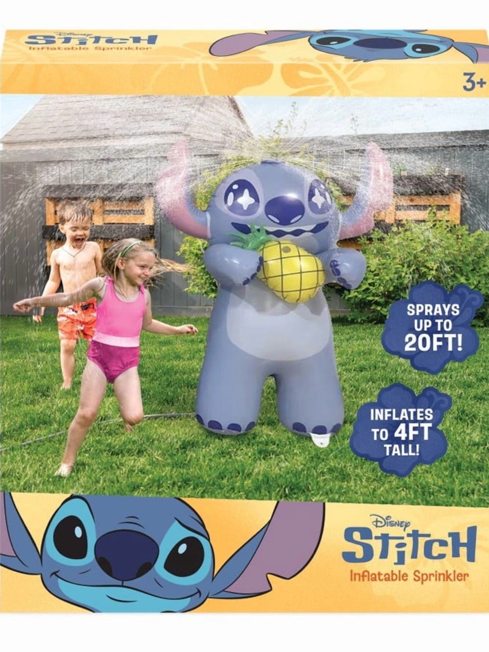 Disney Stitch Inflatable Sprinkler with Yellow Pineapple - Blue & Purple